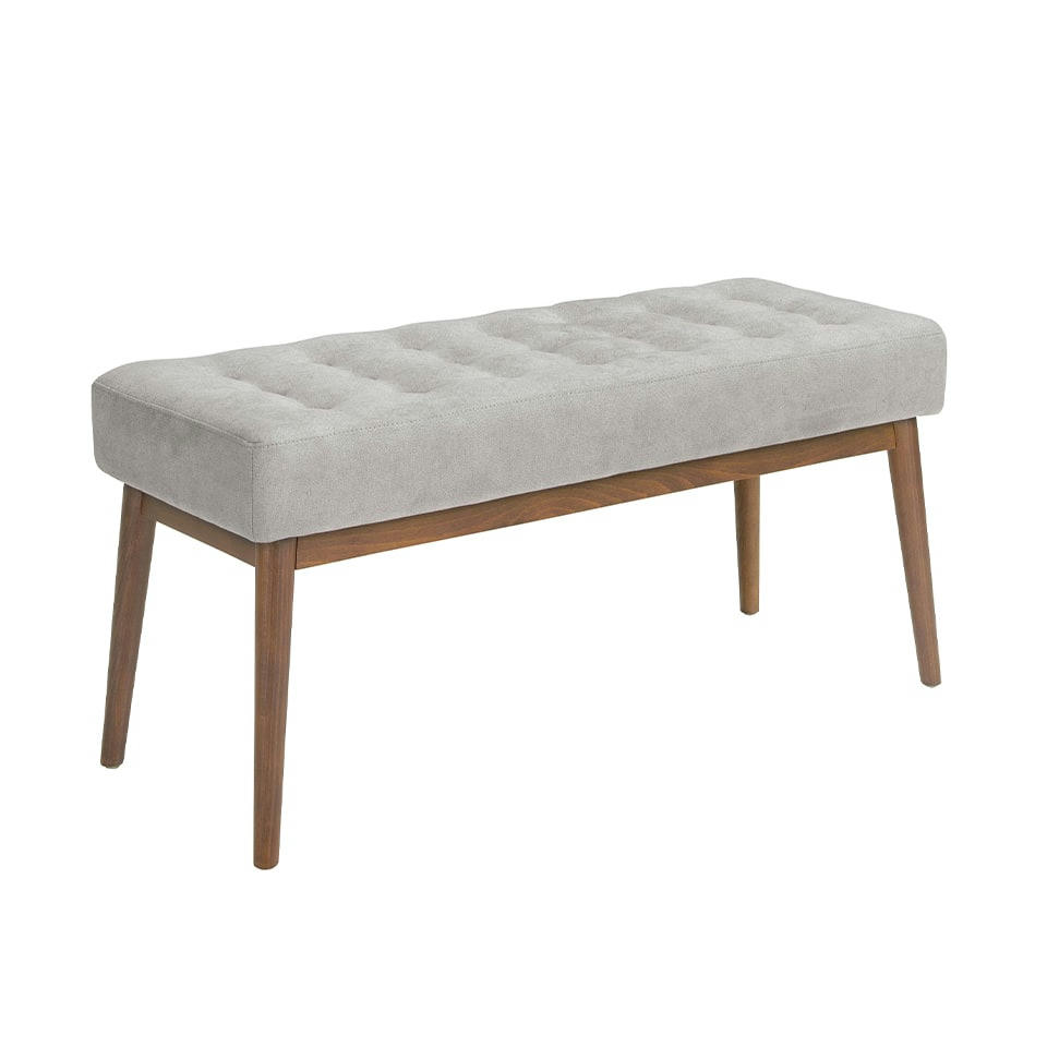 - Tabouret en tissu gris foncé et Noyer