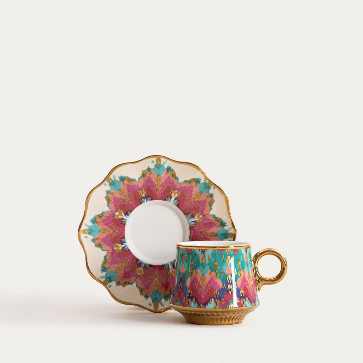 Filiżanka ze spodkiem BOGLI ze złotym uchem 0,2 l