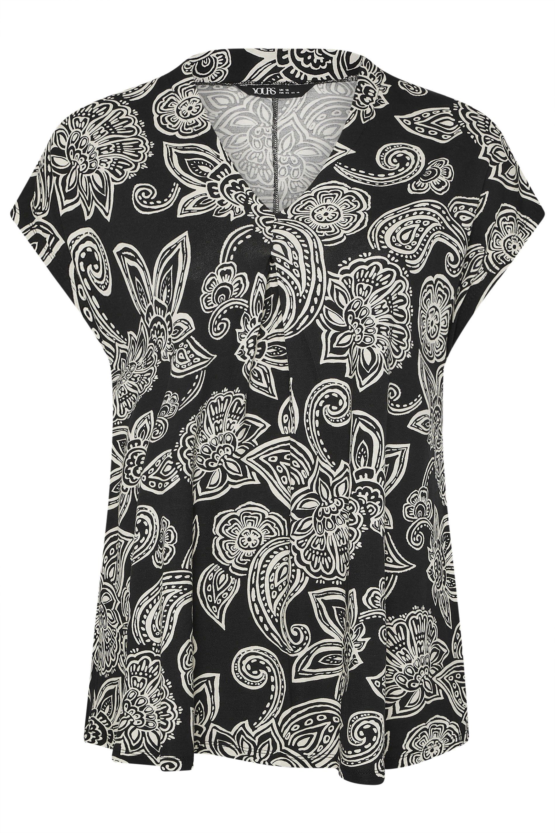 Yours Paisley Pleat Front Top