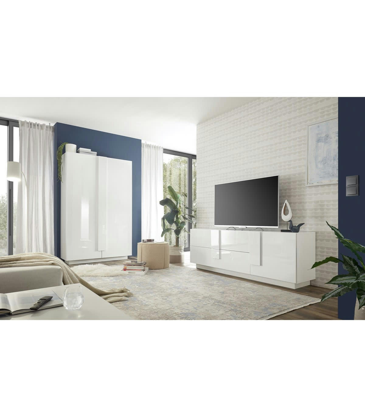 JUPITER - Meuble TV 2 tiroirs et 1 porte - L182 cm