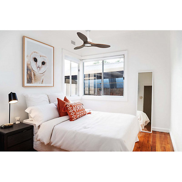 Modulo SlimRing - Super destratificateur et ventilateur DC 106 cm blanc pales bois sombre idéal 10 à 20 m²