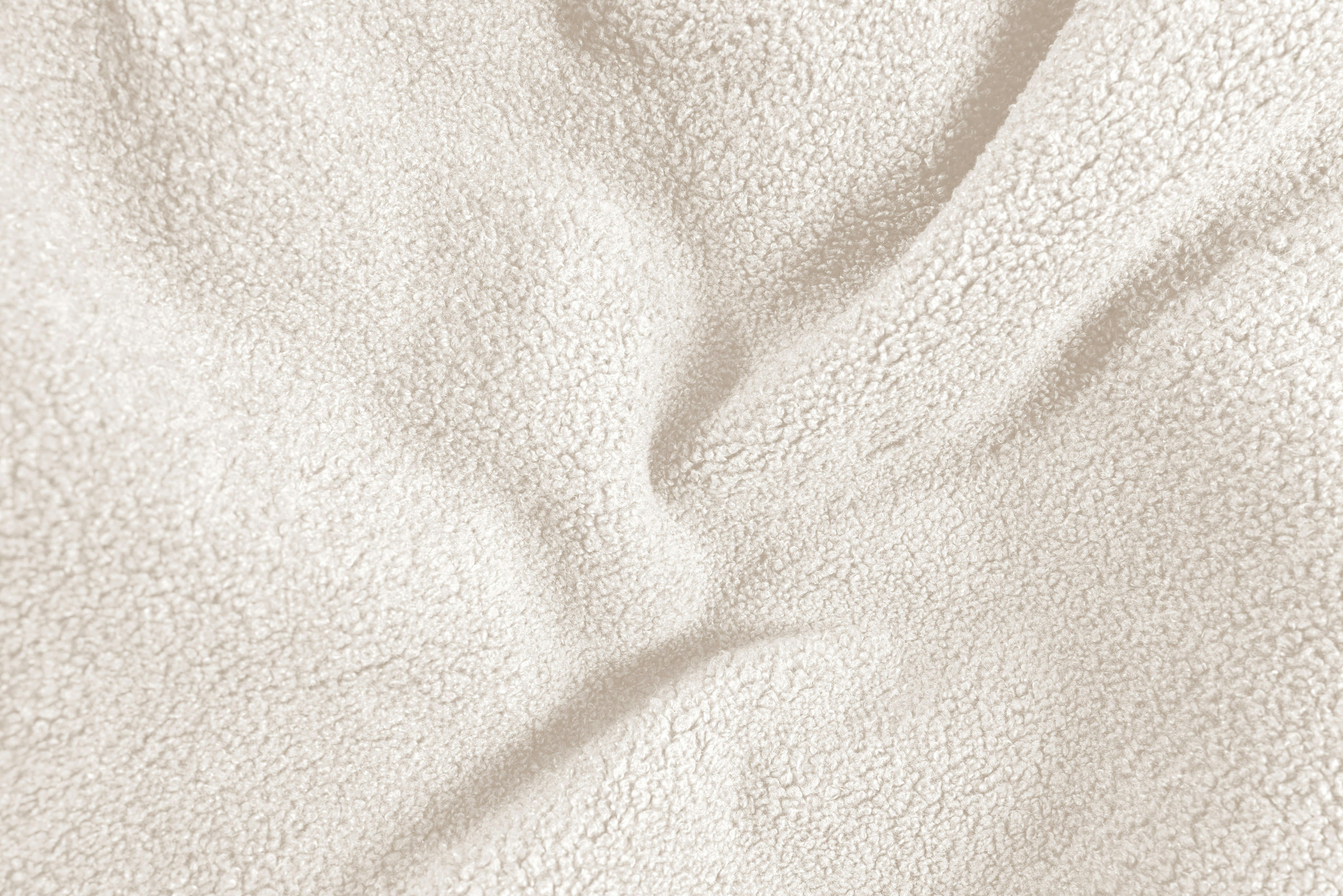 WOOLY - Pouf repose pied carré fourrure douce beige 55x65x35cm
