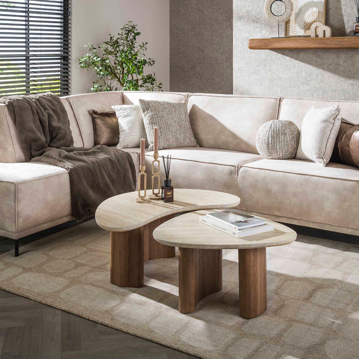Fraaai - Dexter salontafel set van 2 organisch keramiek - naturel