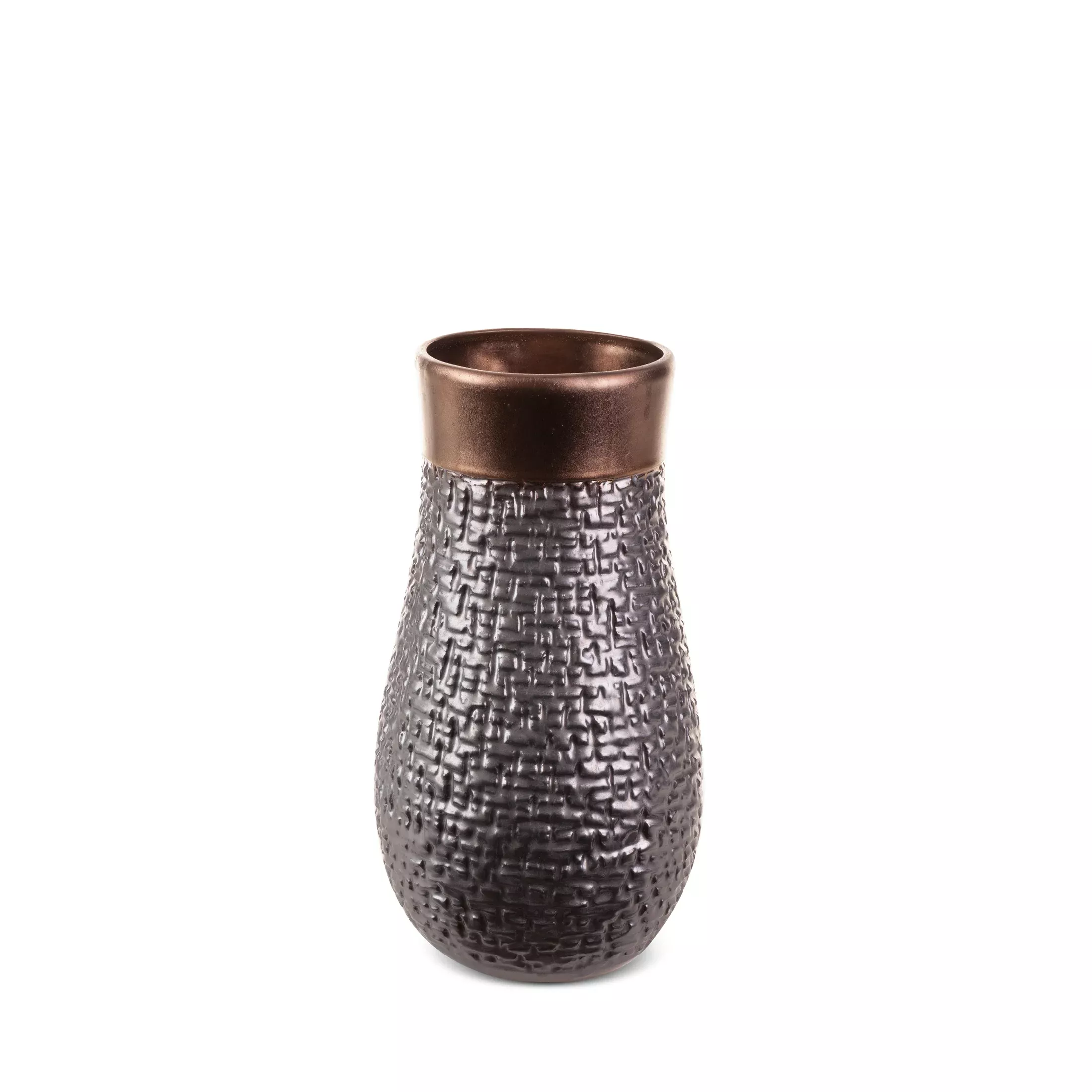 Wazon ceramiczny stalowo-brązowez wytłaczanym wzorem średnica 17x32 cm MORENA