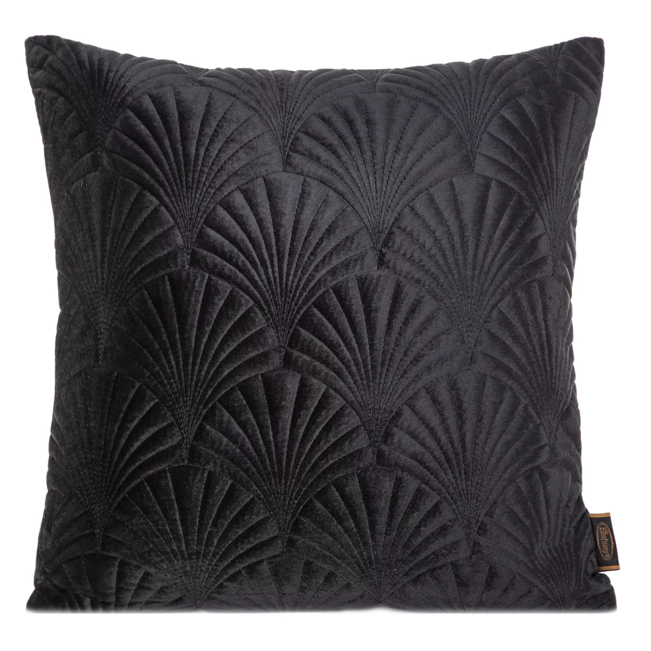 Poszewka na poduszkę 45x45 cm welwetowa, czarna pikowana, wzór w stylu art deco RIA 2 Eurofirany Premium