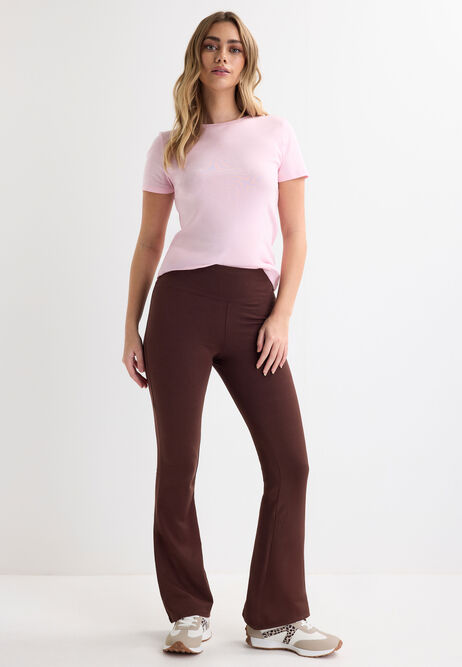 Womens Chocolate Brown Jersey Flare Leggings