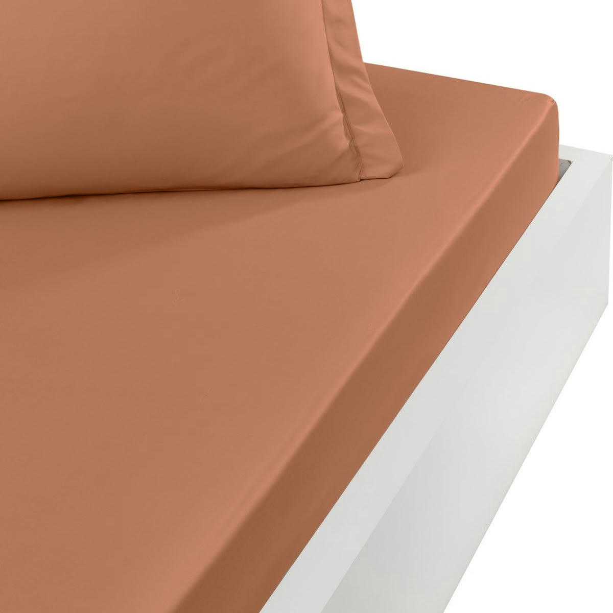 SOFT PERCALE - Drap housse en percale de coton Brique 140x200 cm