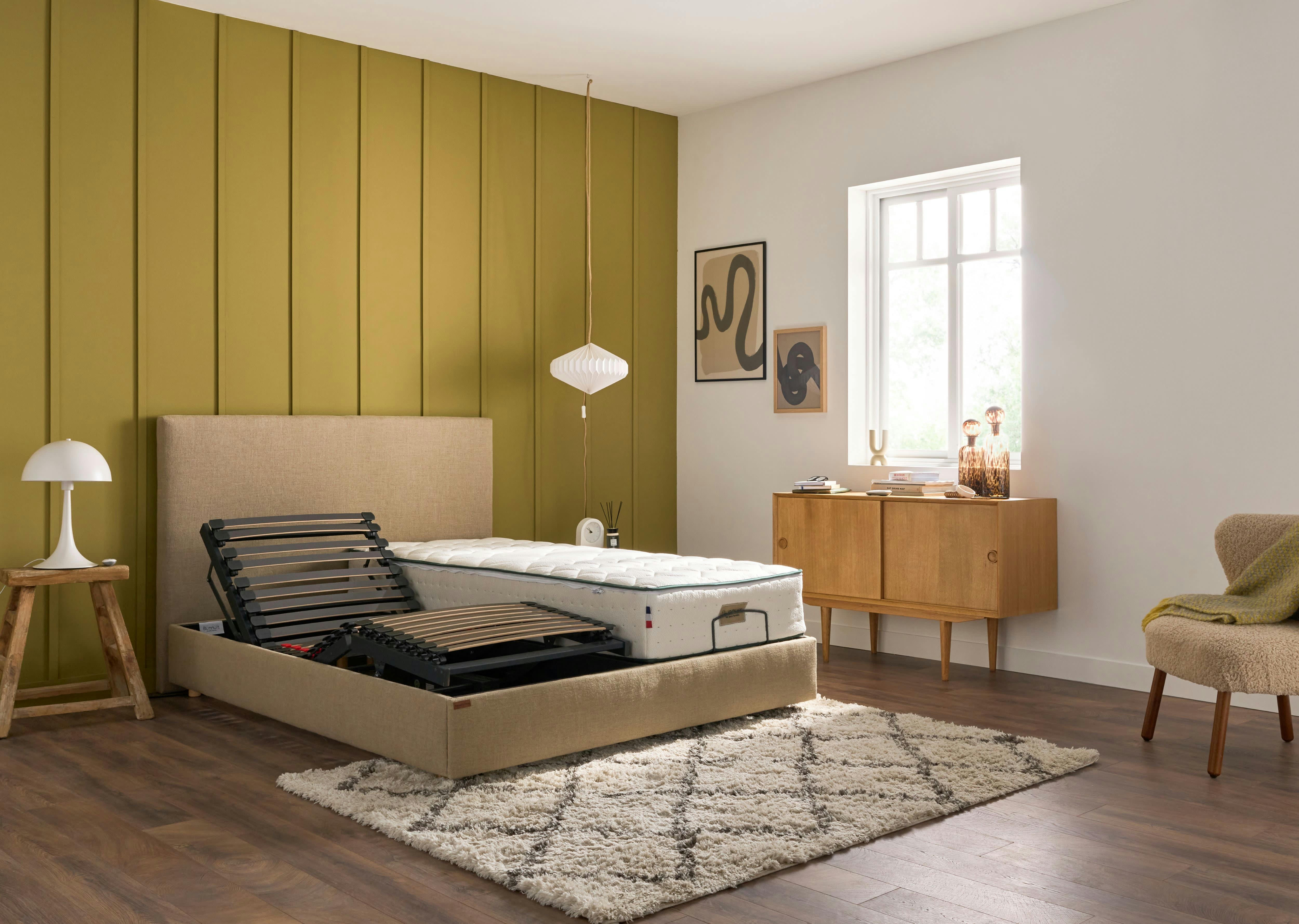 - Sommier Bibloc électrique en lin 2x80cmx200cm