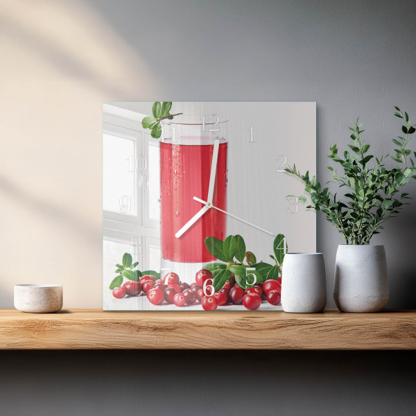 Zegar nowoczesny 30x30 Żurawina szklany ścienny