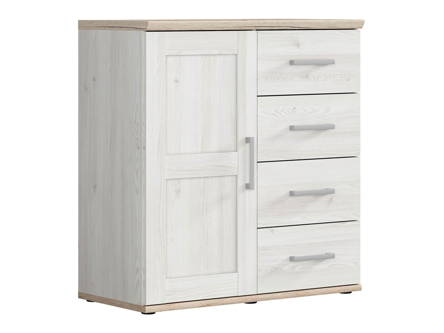 Komoda Romance 93 cm z drzwiami i 4 szufladami modrzew sibiu jasny