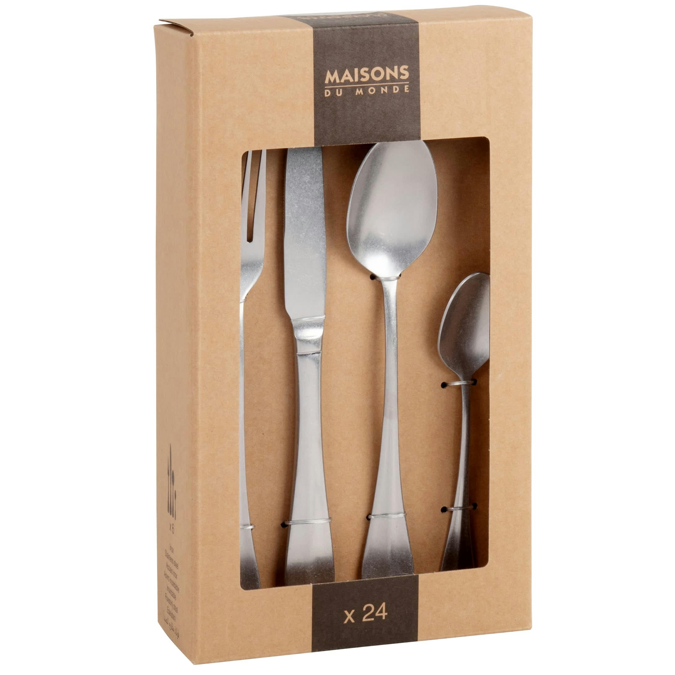 MINSK - Coffret 24 couverts en acier argenté