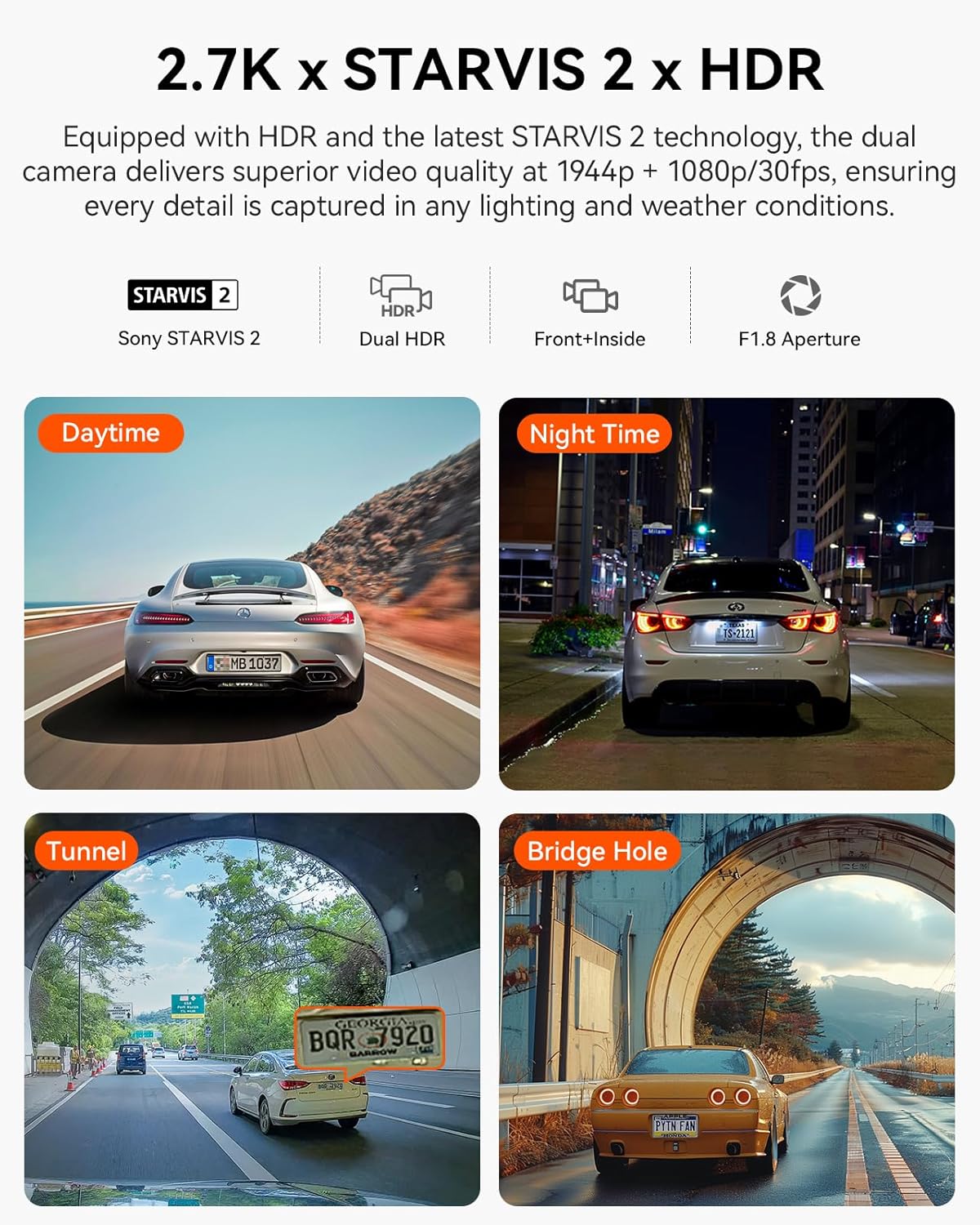 Vantrue N2X 2.7K Dash Cam Front and Inside  5G WiFi Dual Dash Camera for Car with HDR IR Night Vision  STARVIS 2  GPS  2.5K/60FPS  G-Sensor  24/7 Parking Mode  Voice Control  Support 512GB Max