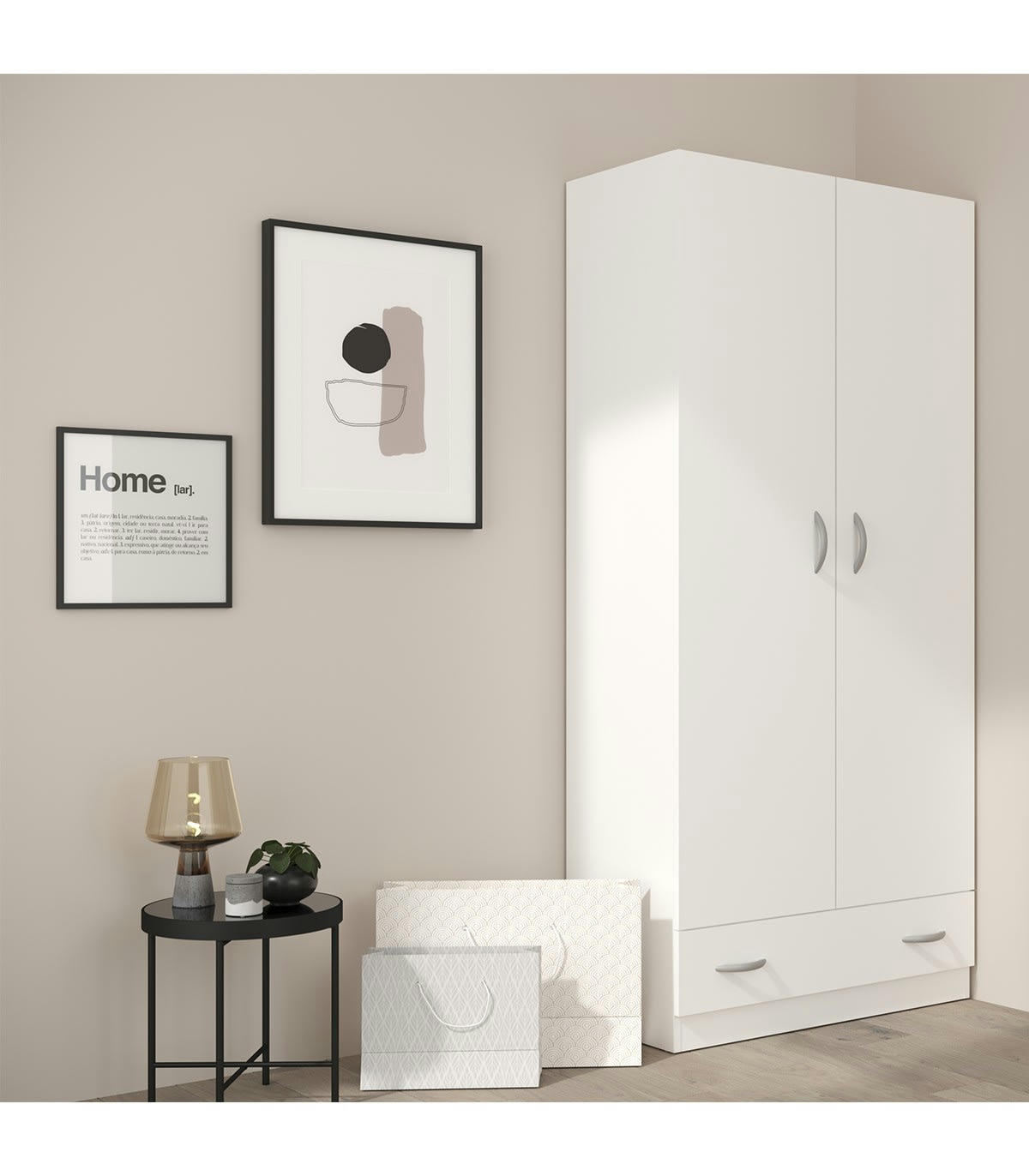 ORLANDO - Armoire 2 portes 2 tiroirs L78 x H170cm