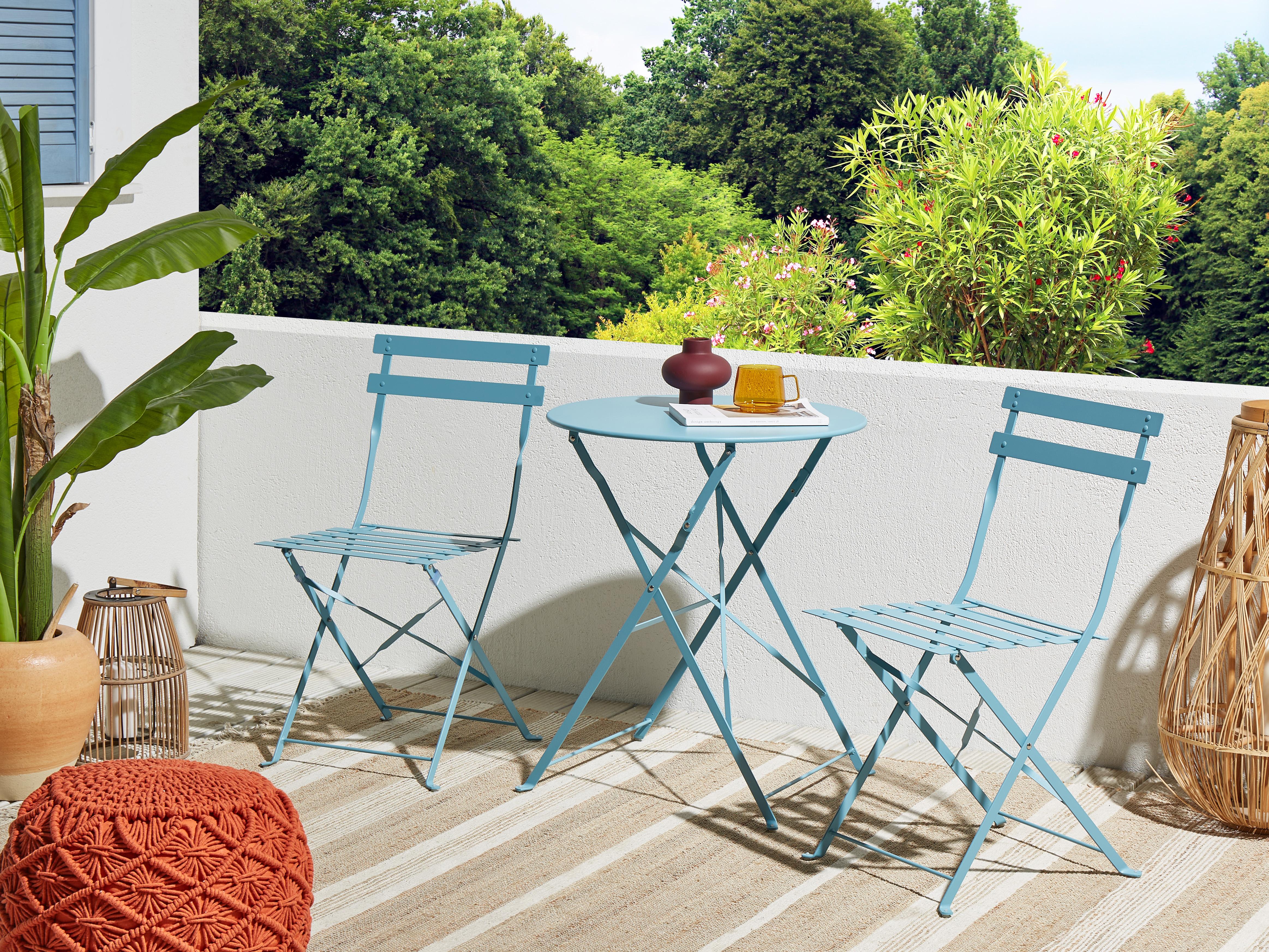 Bistro Set Folding FIORI Metal Sea Blue