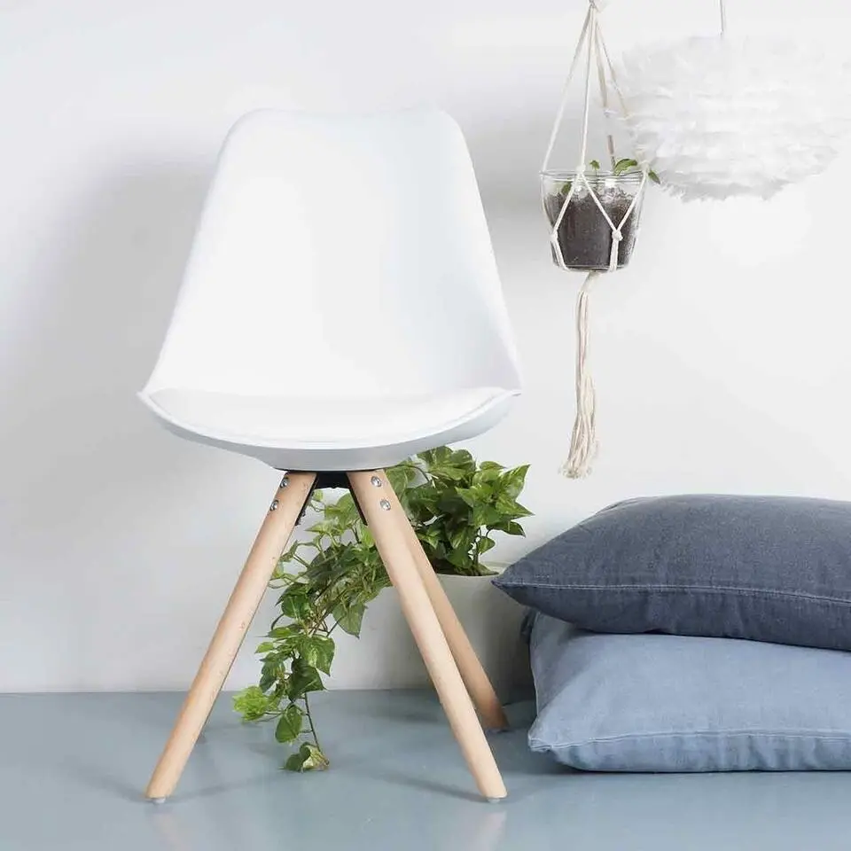 Essence Legno stoel wit - Houten onderstel - Set van 2