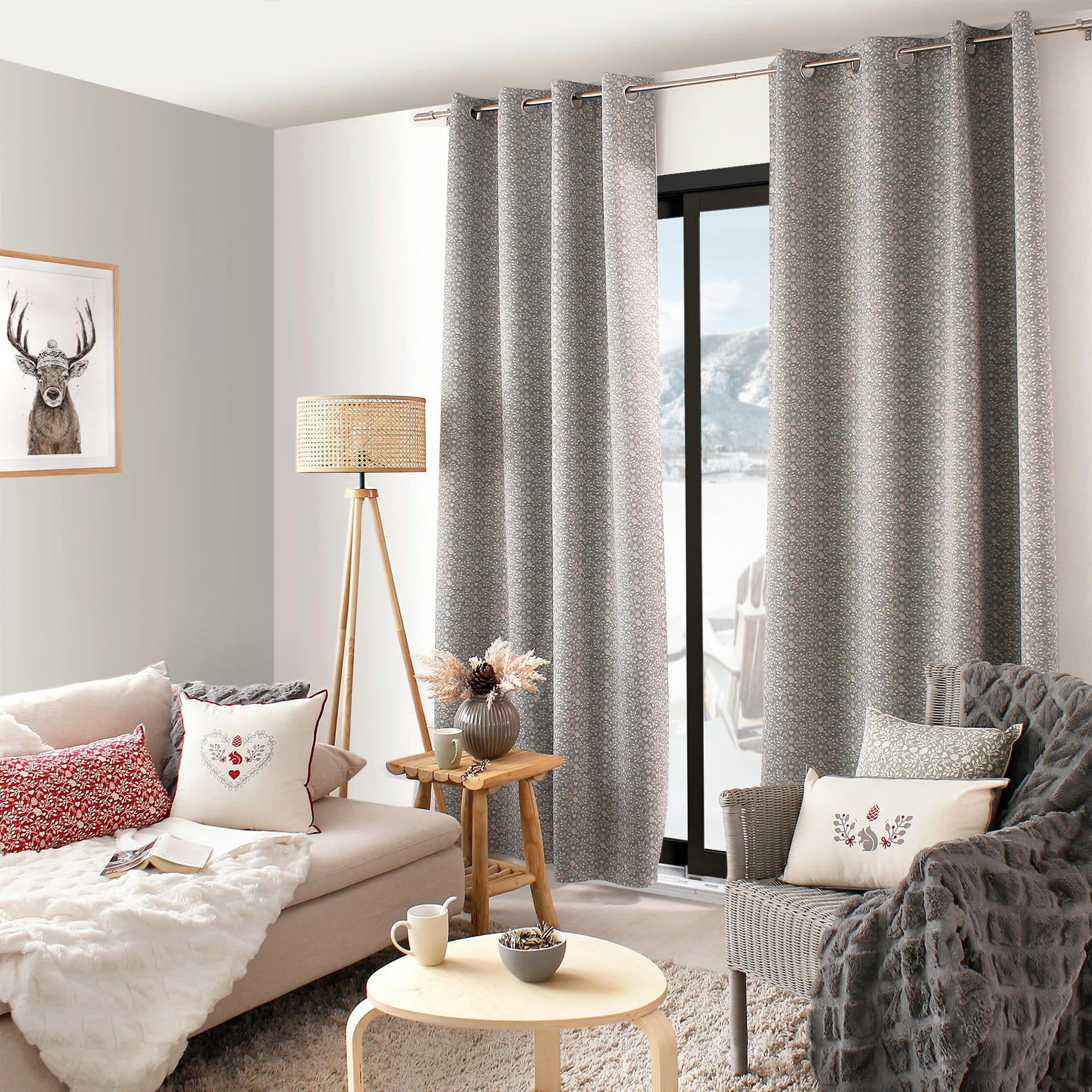 - Rideau occultant imprimé montagne chic