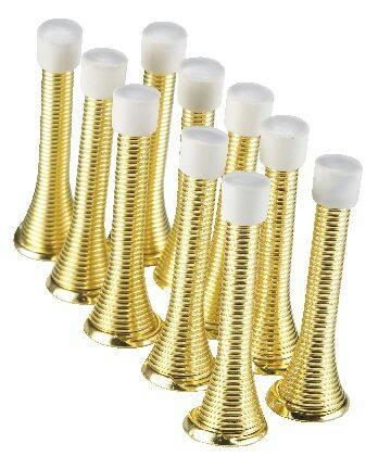 Hillman 851774 Spring Door Stops, Brass, 3-in, 10-pk