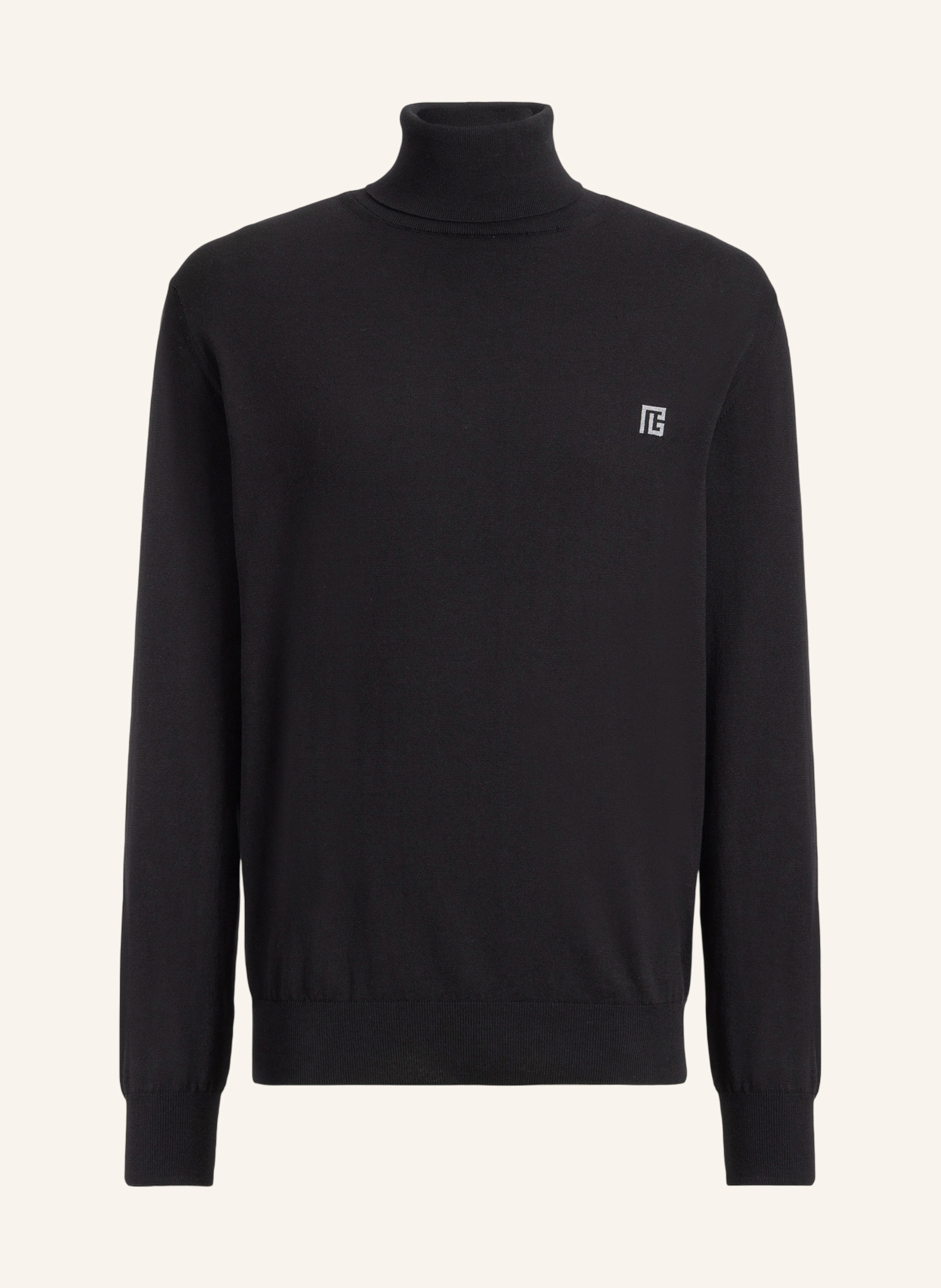 BALMAIN PB Rollkragenpullover aus Baumwolle und Seide