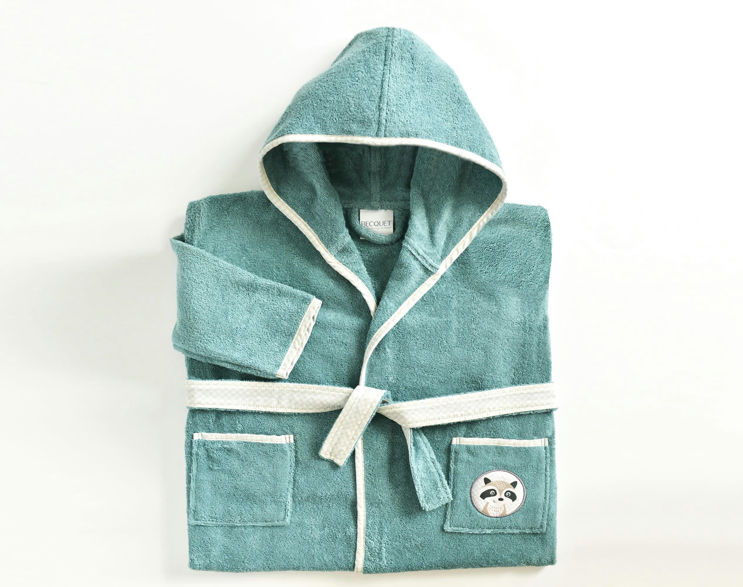 PETITES BETES - Peignoir enfant bleu 4 ans en coton