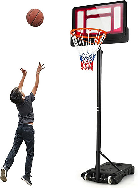 Panier de Basket Extérieur, Hauteur Réglable de 90 à 210 CM, Base Stable Remplissable, Mobile avec roulettes, Panneau Résistant