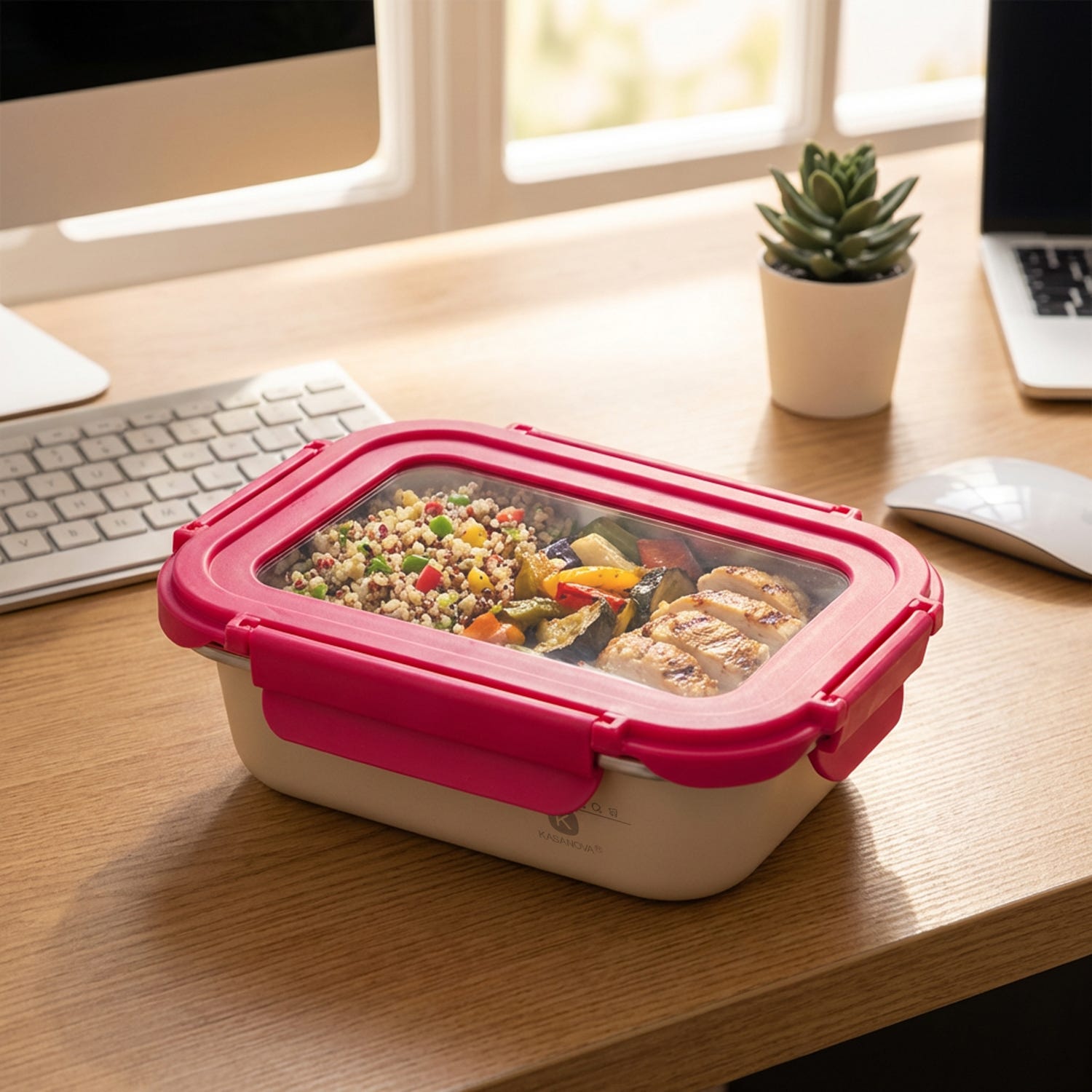 Contenitore alimentare 700 ml acciaio inox rosa