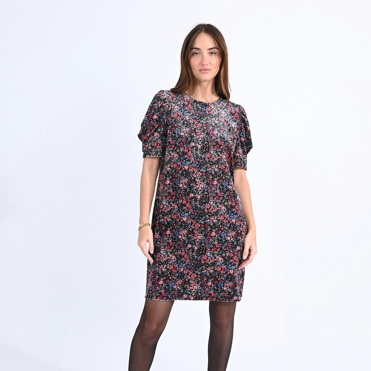 Robe  imprimée manches courtes col rond
