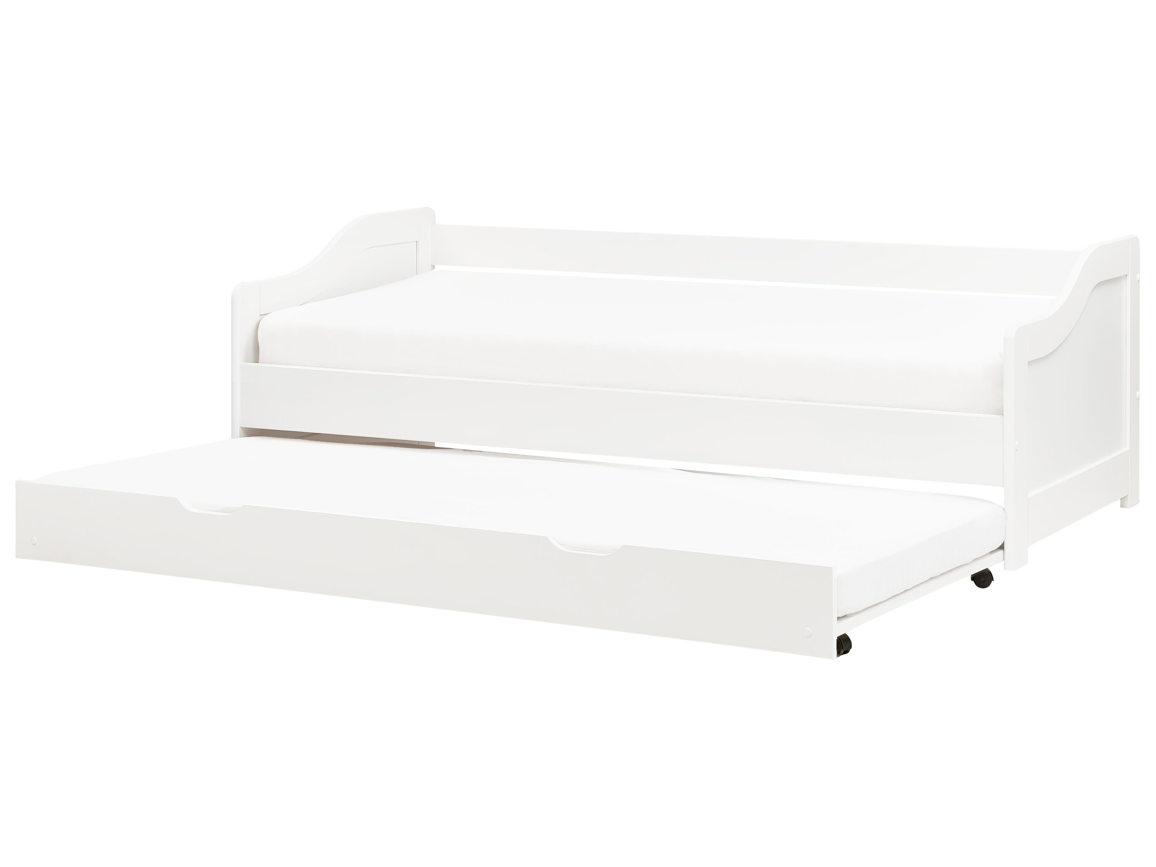 Trundle Bed Pine Wood LUNERAY 90 x 200 cm (EU Single) White