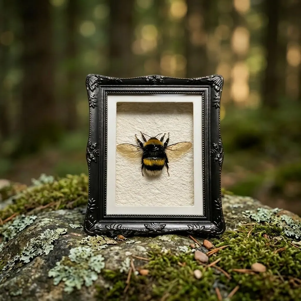Genuine Bumblebee Specimen Magnet in Resin Frame | Natural History Display | Insect Collector Decor | Science Lover Gift