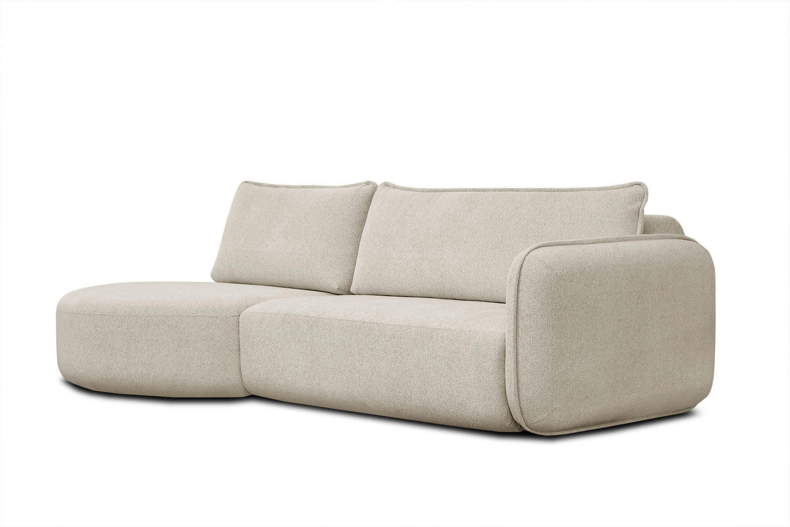 IPSUM - Canapé d'angle gauche 3 places avec l'île tissu beige