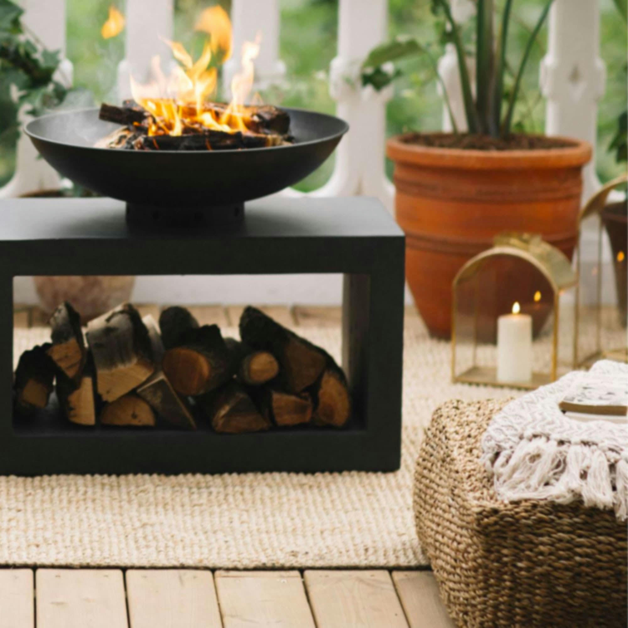 ROTIN - Grand pouf carré en rotin