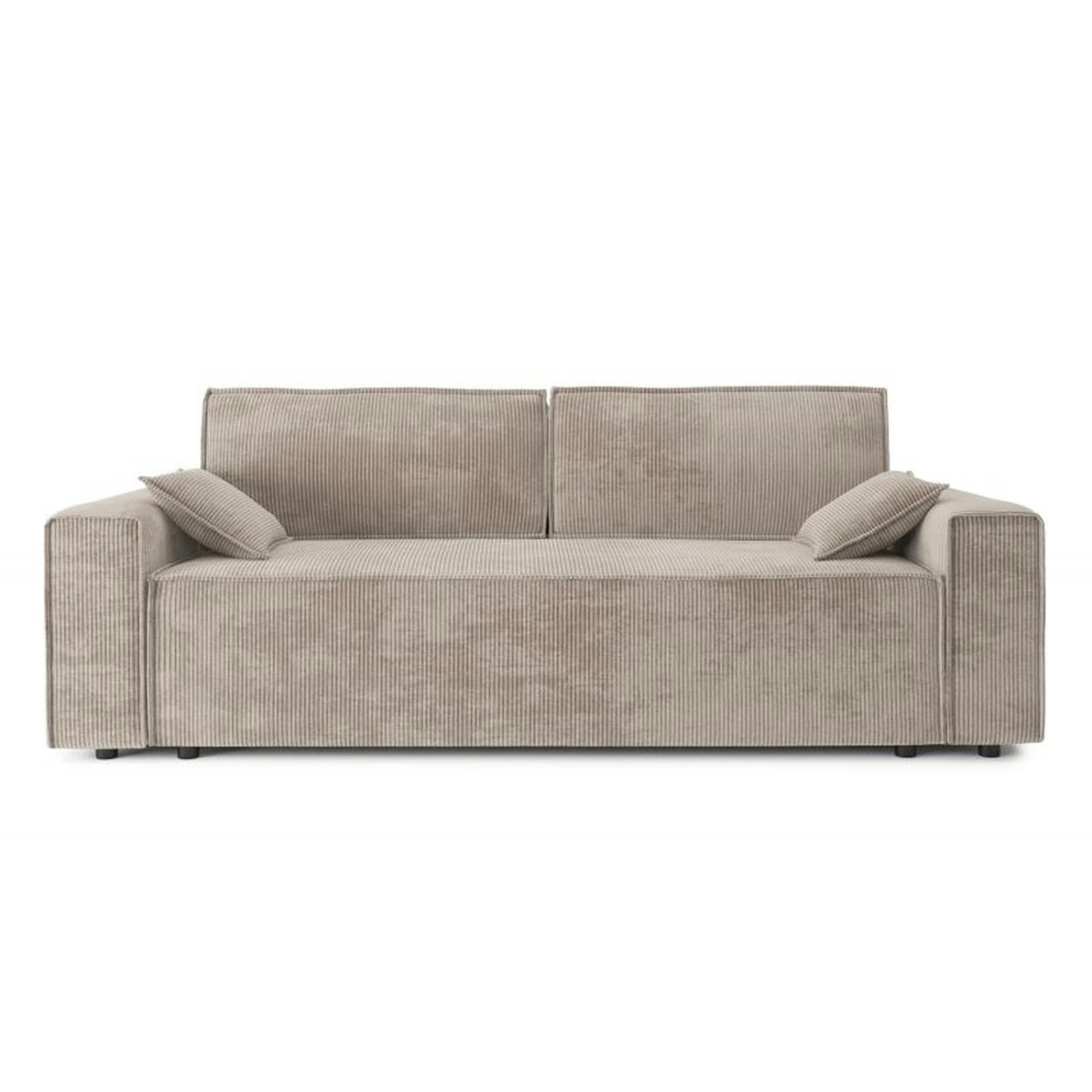 DURIF - Canapé droit convertible 3 places en velours côtelé grège