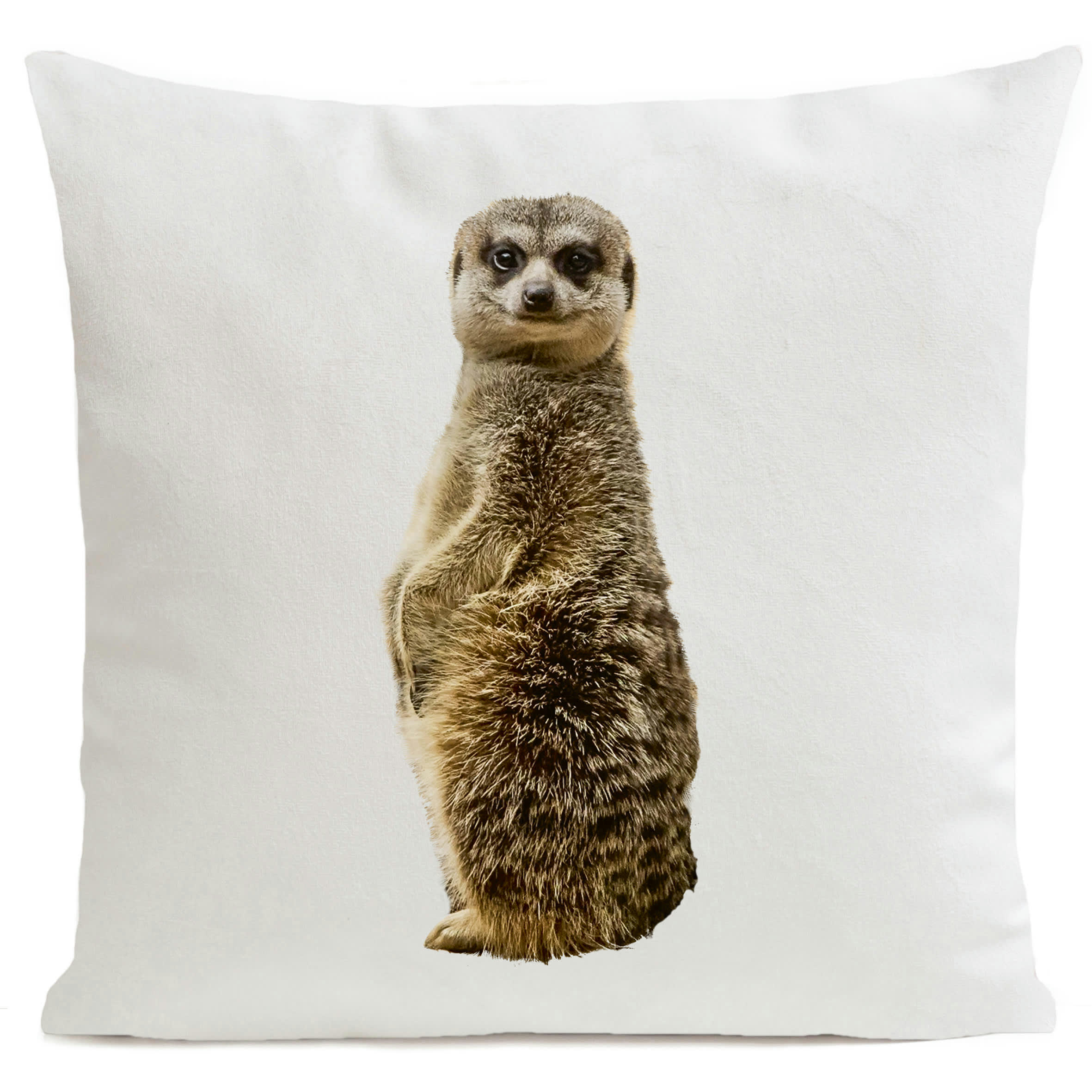 - Coussin jungle suricate suédine blanc 40x40cm