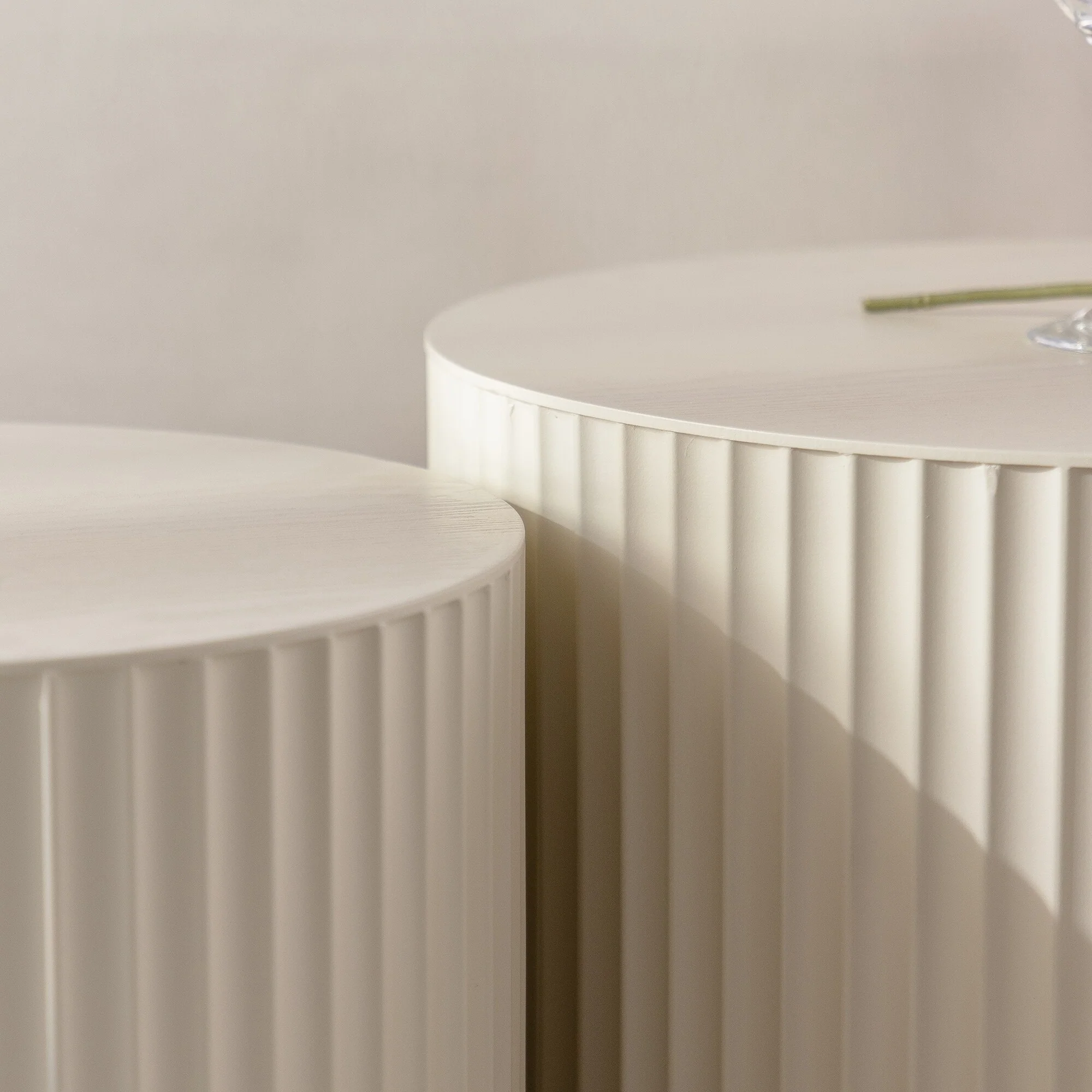 Nesting Coffee Table Set Of 2 Modern Drum Side Table End Table Wave Stripe Round Coffee Table