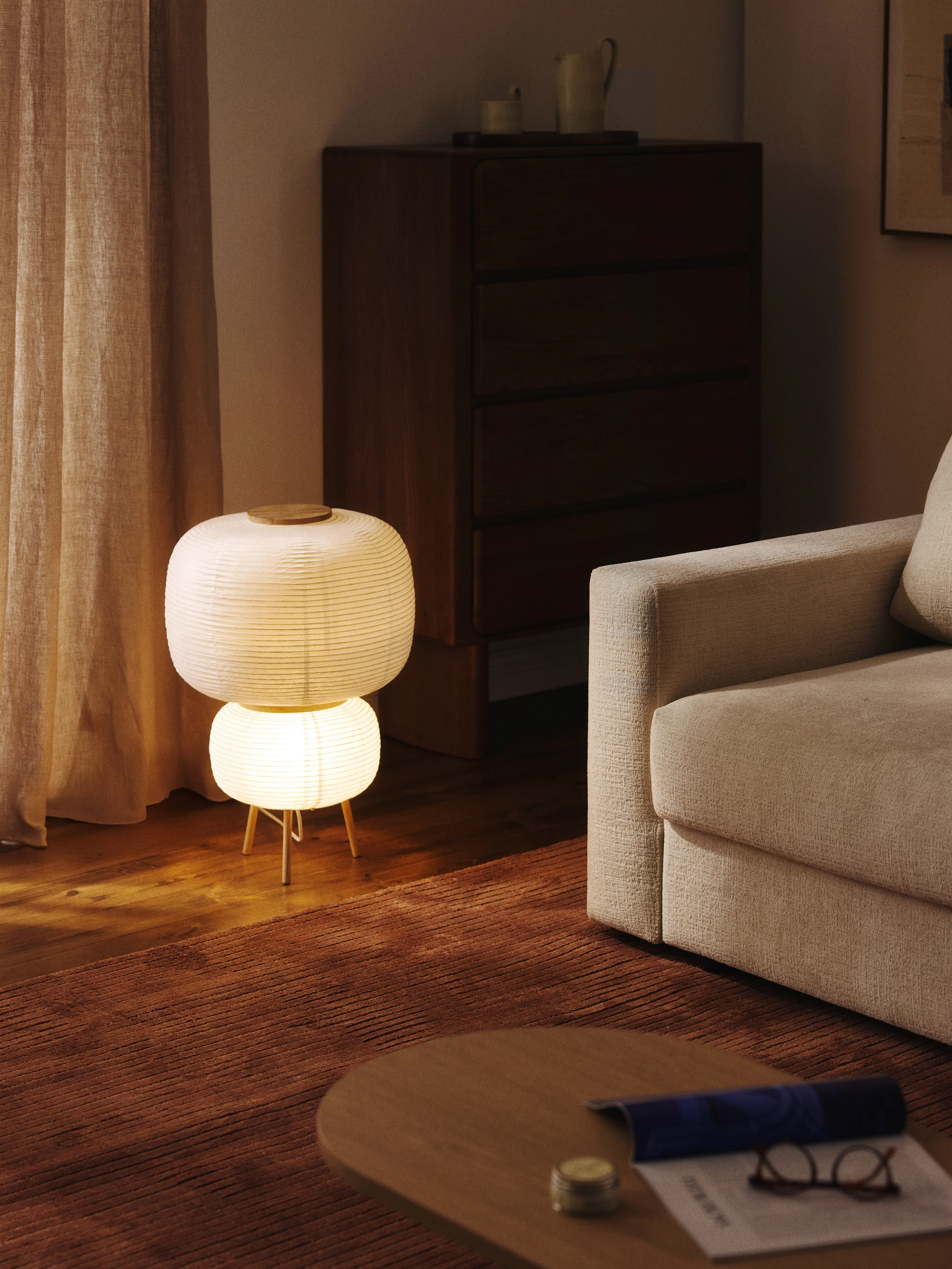 Tischlampe Misaki im Reispapier-Design