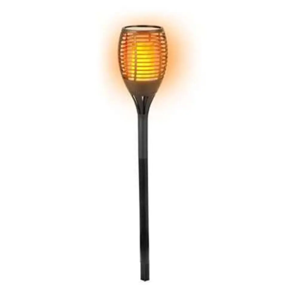 Tuinfakkel - solar - LED - zwart - 77 cm