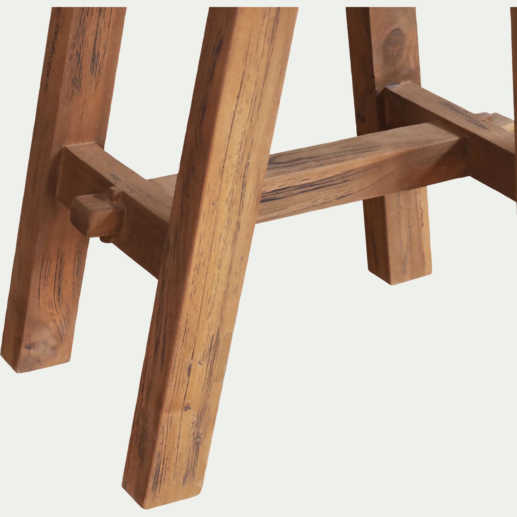 VANITY - Tabouret bas en teck recyclé H45cm - bois foncé