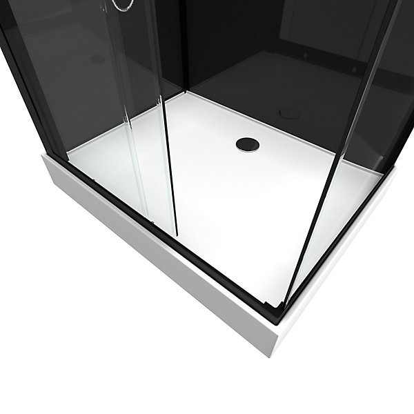 Cabine de douche l.80 x L.110 x H.215 cm – design noir, hydromassante, miroir intégré, porte coulissante, Galedo Mirror 2