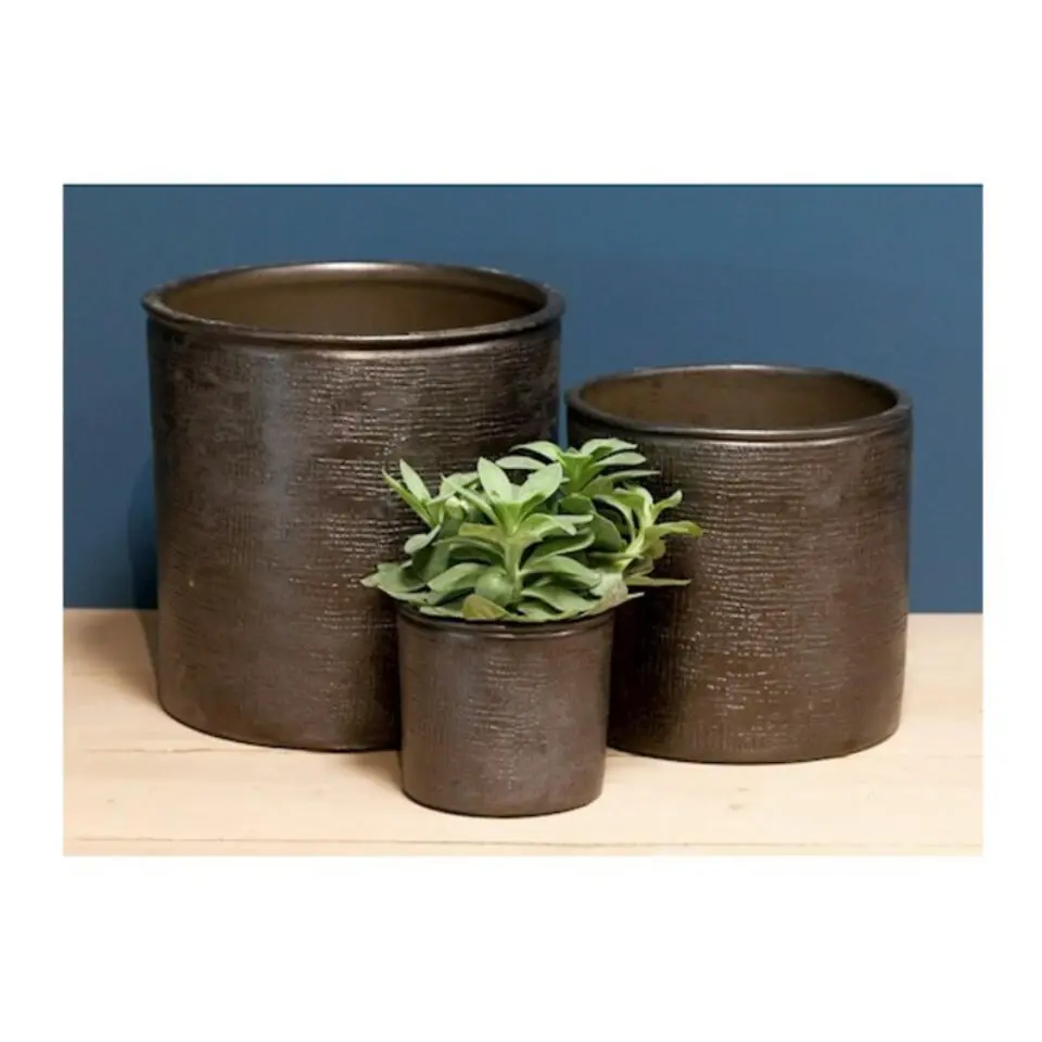 Floran Plantenpot - industrieel zwart - keramiek - 18 x 16 cm