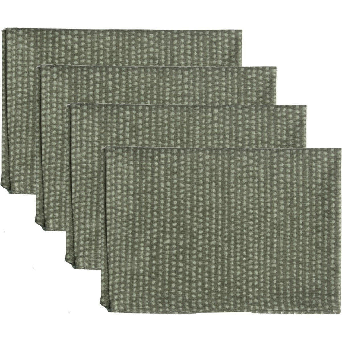 DOTS - Serviettes de table (x4) coton  45x45 vert lichen