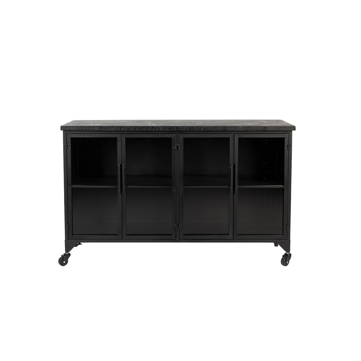 Housecraft Living Ferre Kast op wieltjes Laag Hout/ Metaal Zwart