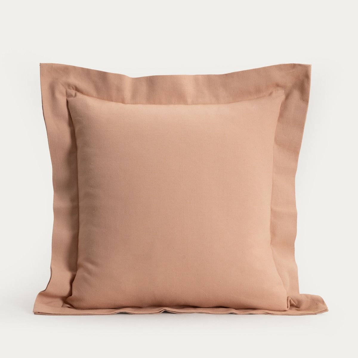 Poszewka DURGA bawełniana ciemnobeżowa z dekoracyjnym obszyciem 45x45cm