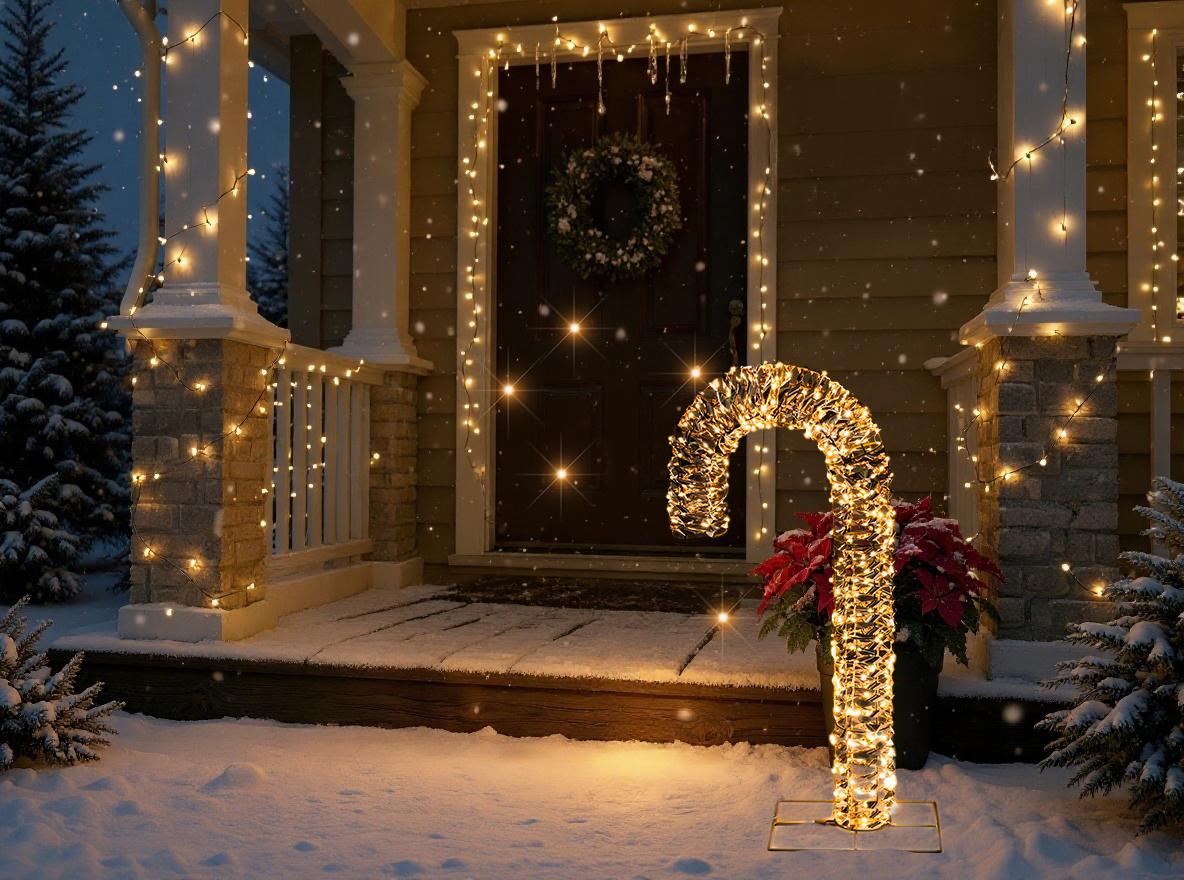Outdoor Decoration LED NORRESO Candy Cane 74 cm Gold