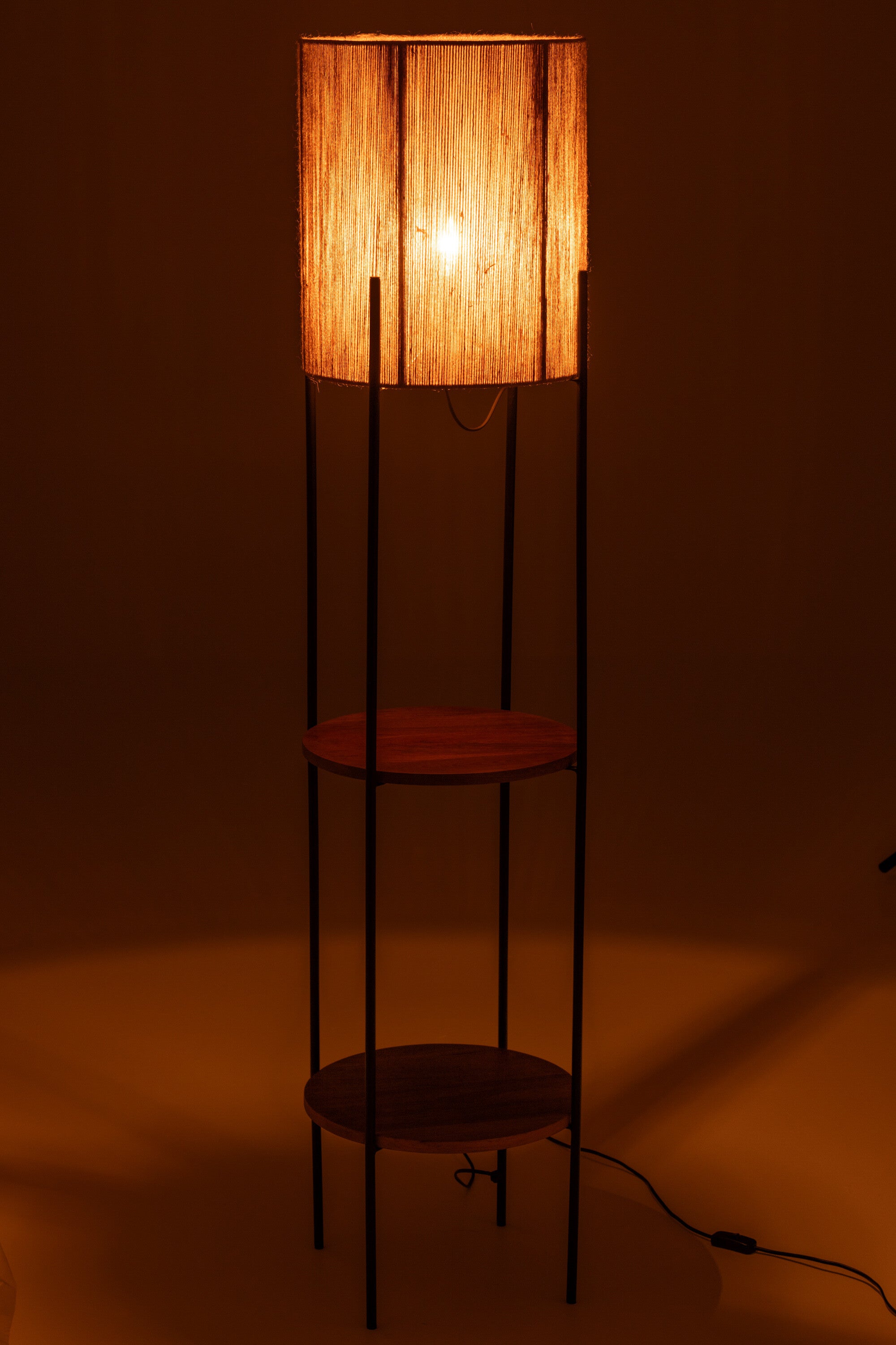 J-Line vloerlamp - ijzer/mango - naturel/zwart