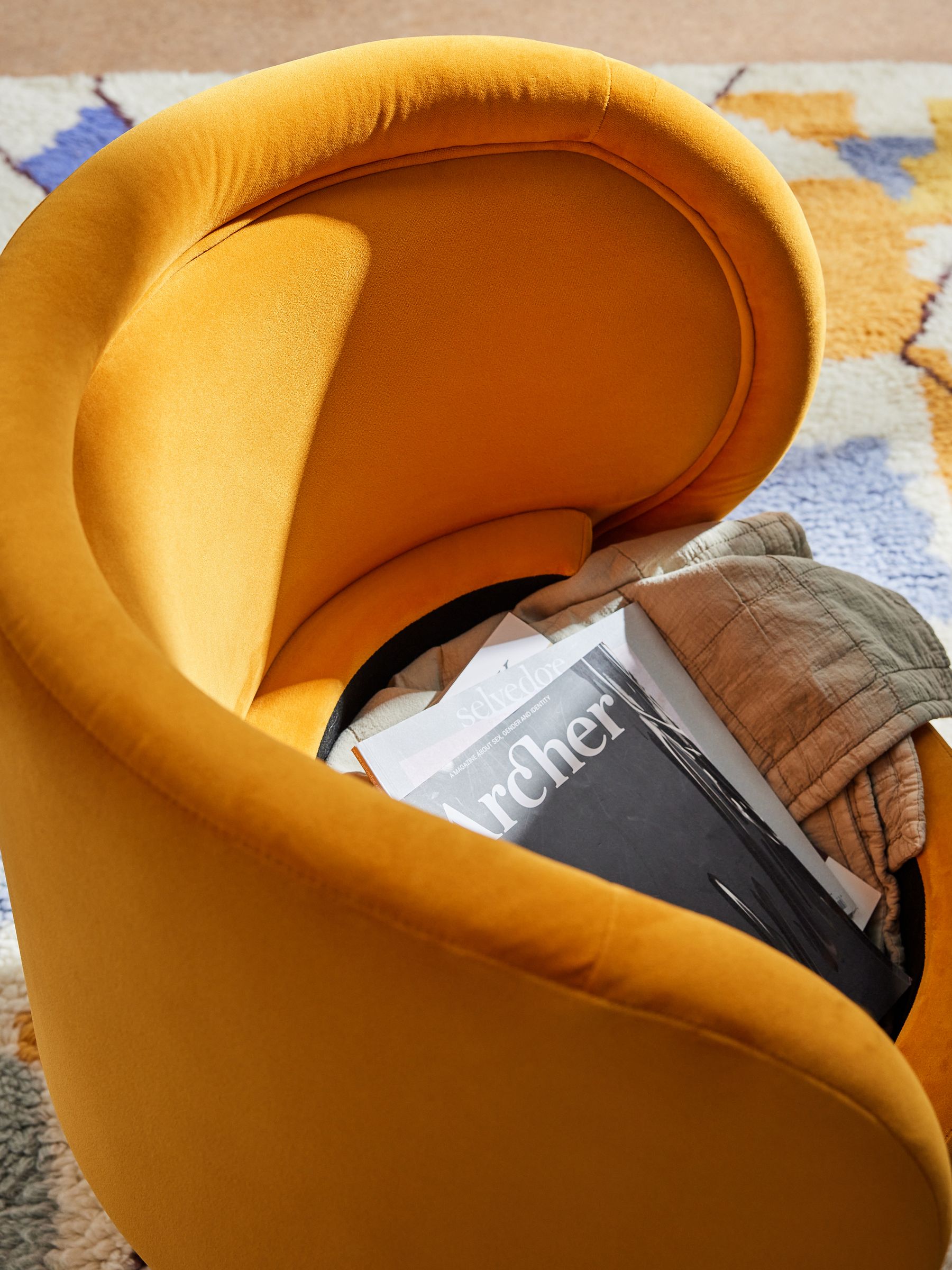 Eva Accent in Honey Yellow Velvet