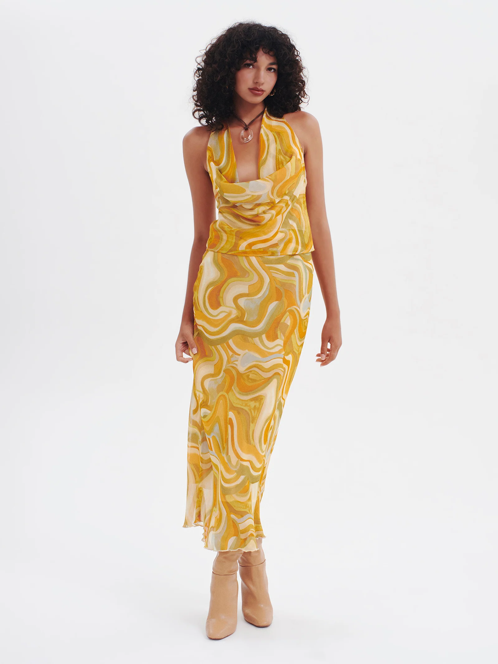 Wavy Baby Midi Skirt