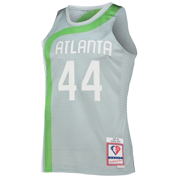 Pete Maravich Atlanta Hawks 75th Anniversary 1971/72 Hardwood Classics Swingman Jersey - Silver