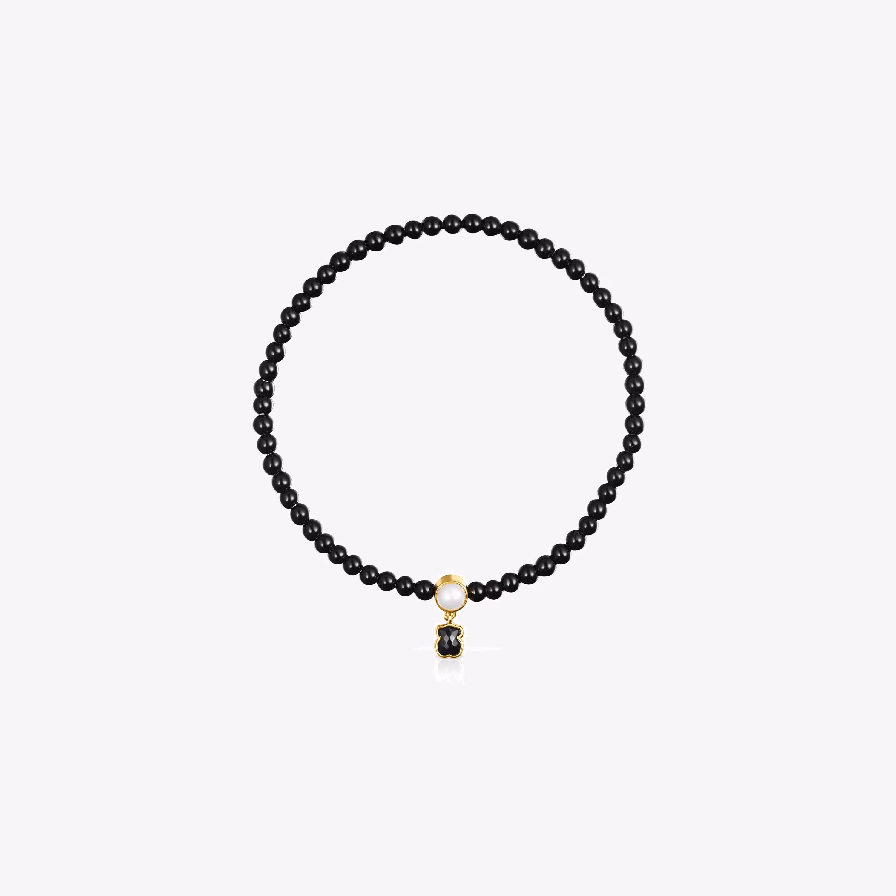 Pulsera de ónix con baño de oro 18 kt sobre plata con perla Glory