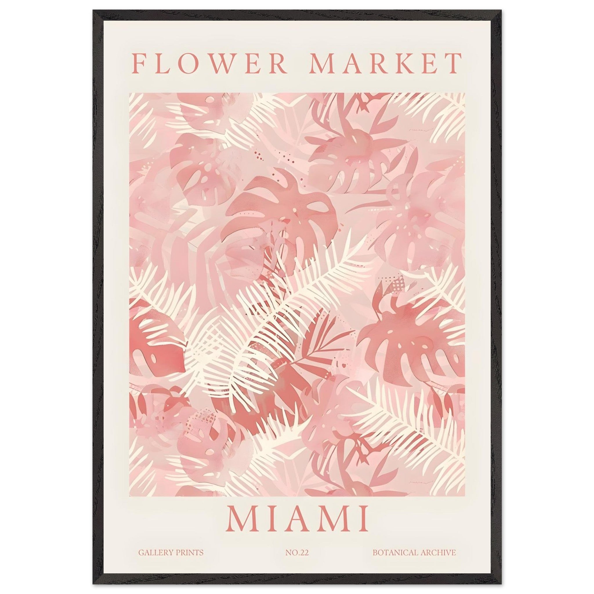 Artfulprints Poster met Lijst Flower market - Miami  - 70x100 cm - Roze