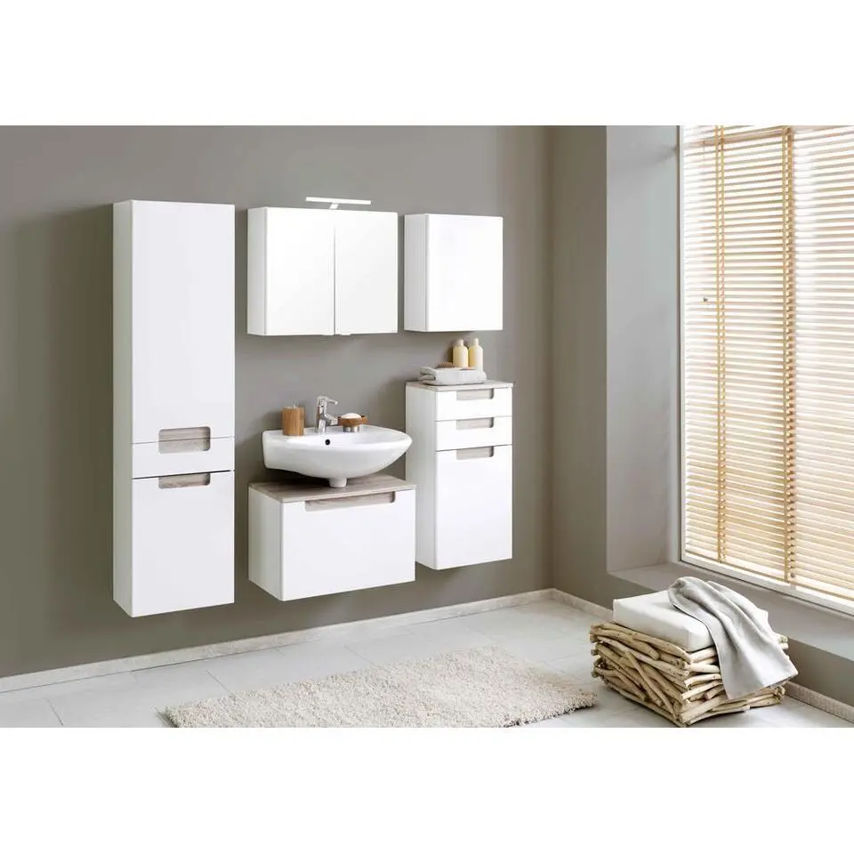 Kast voor wastafel Siena 60cm - wit/bruin