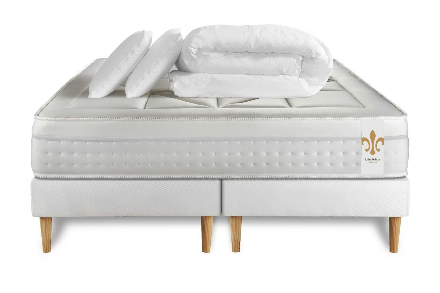 - Pack matelas sommier 160x200 oreiller couette
